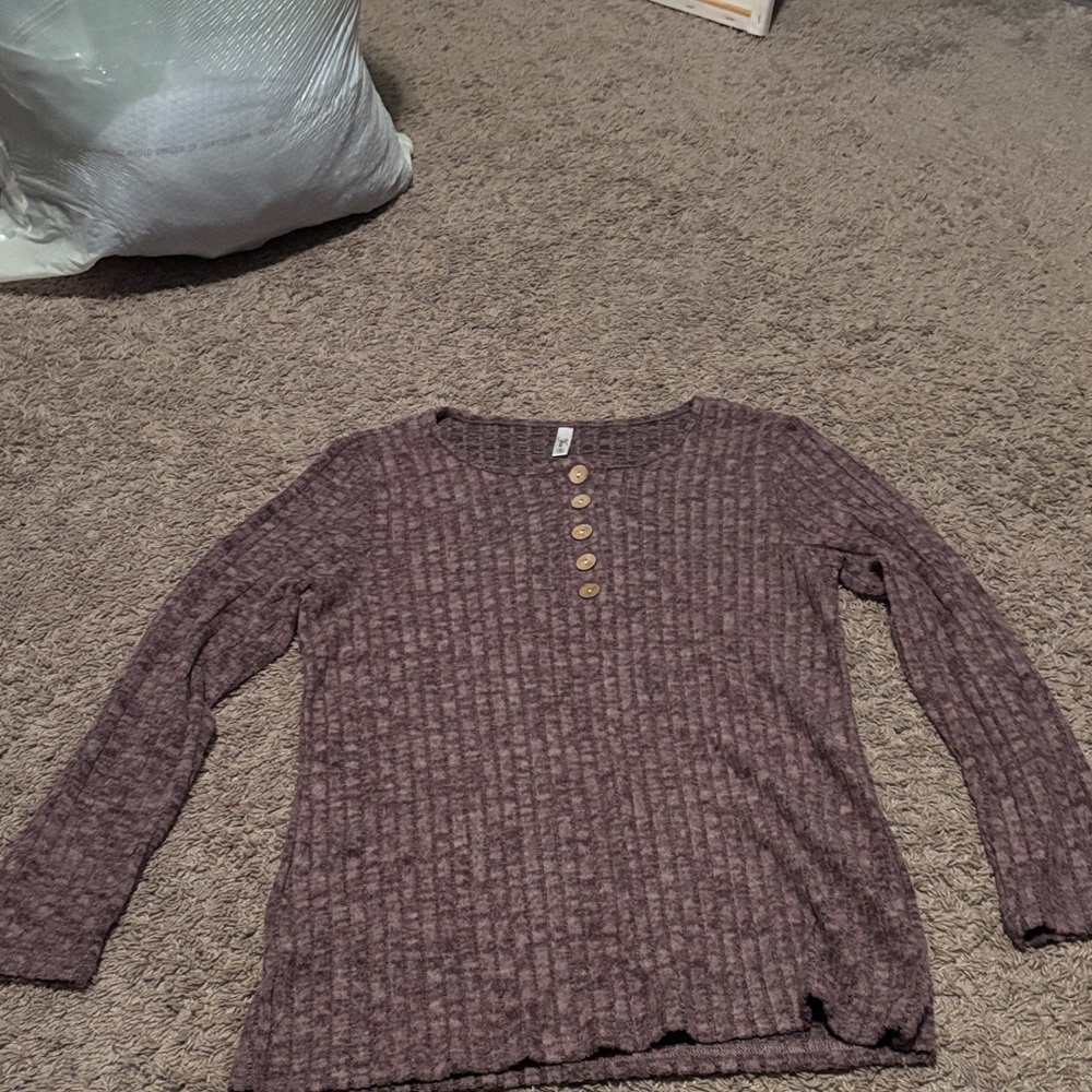 Women's Purple Sweater with Button Detail